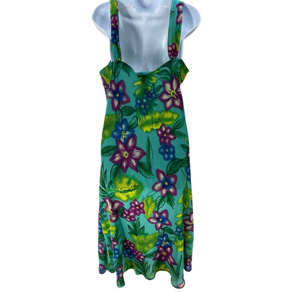 Y2K A Wild Thyme Maxi Dress Size 8 Green Floral Sleeveless Square Neck Garden - Picture 2 of 5